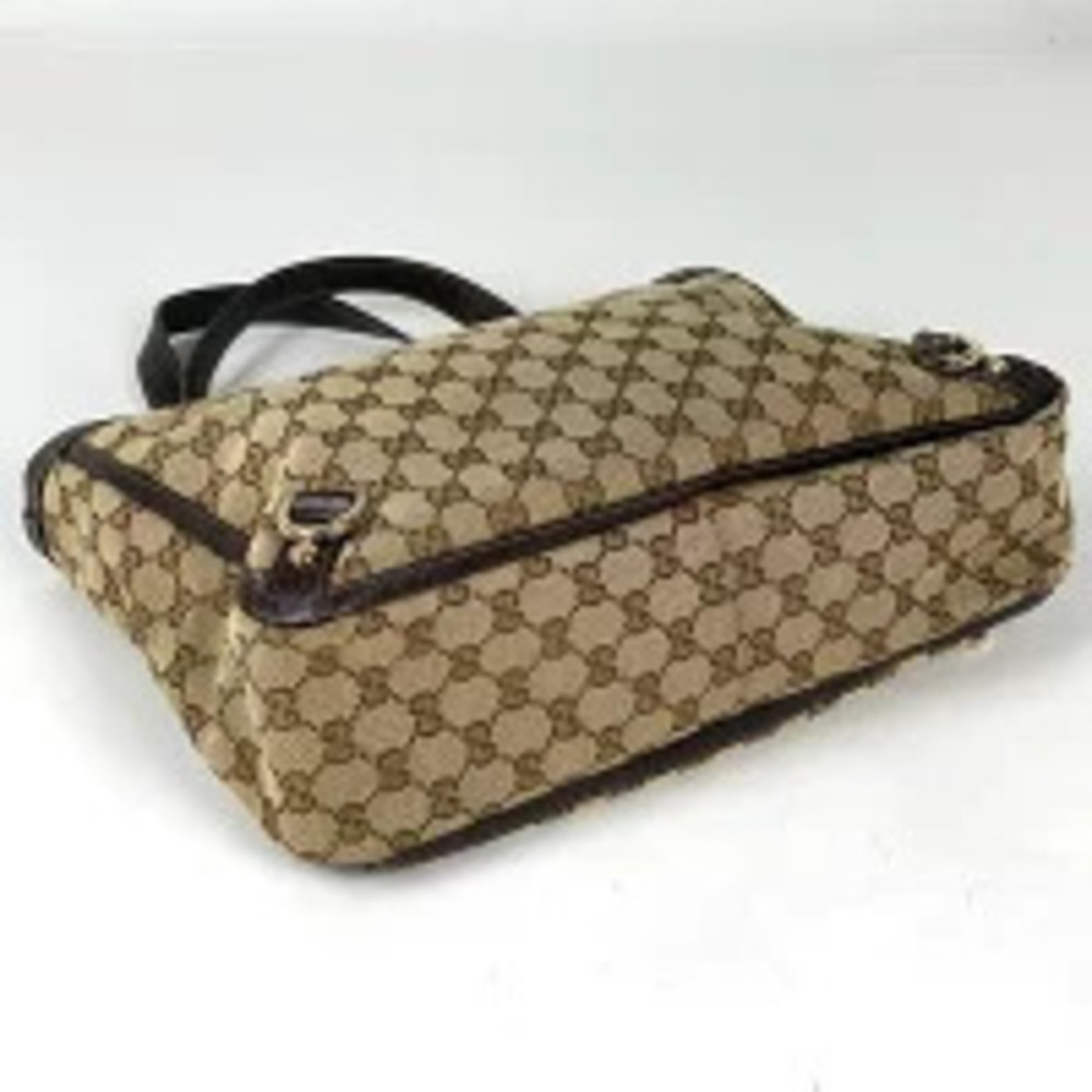 Gucci canvas GG brown bag tote Abbey handbag